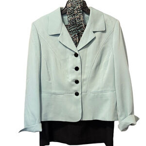 Evan Picone Light Blue Women's Professional Two Piece Suit with Matching Scarf